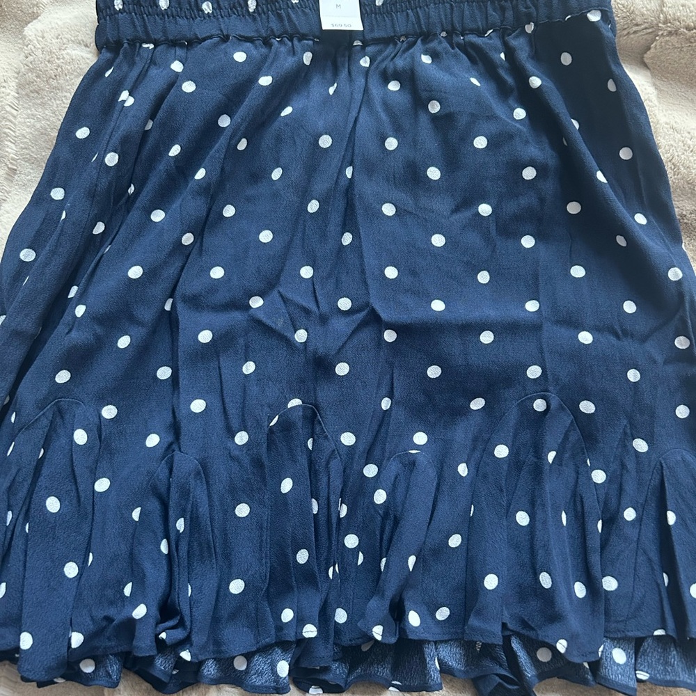 LOFT Navy and White Polka Dot Mini Skirt